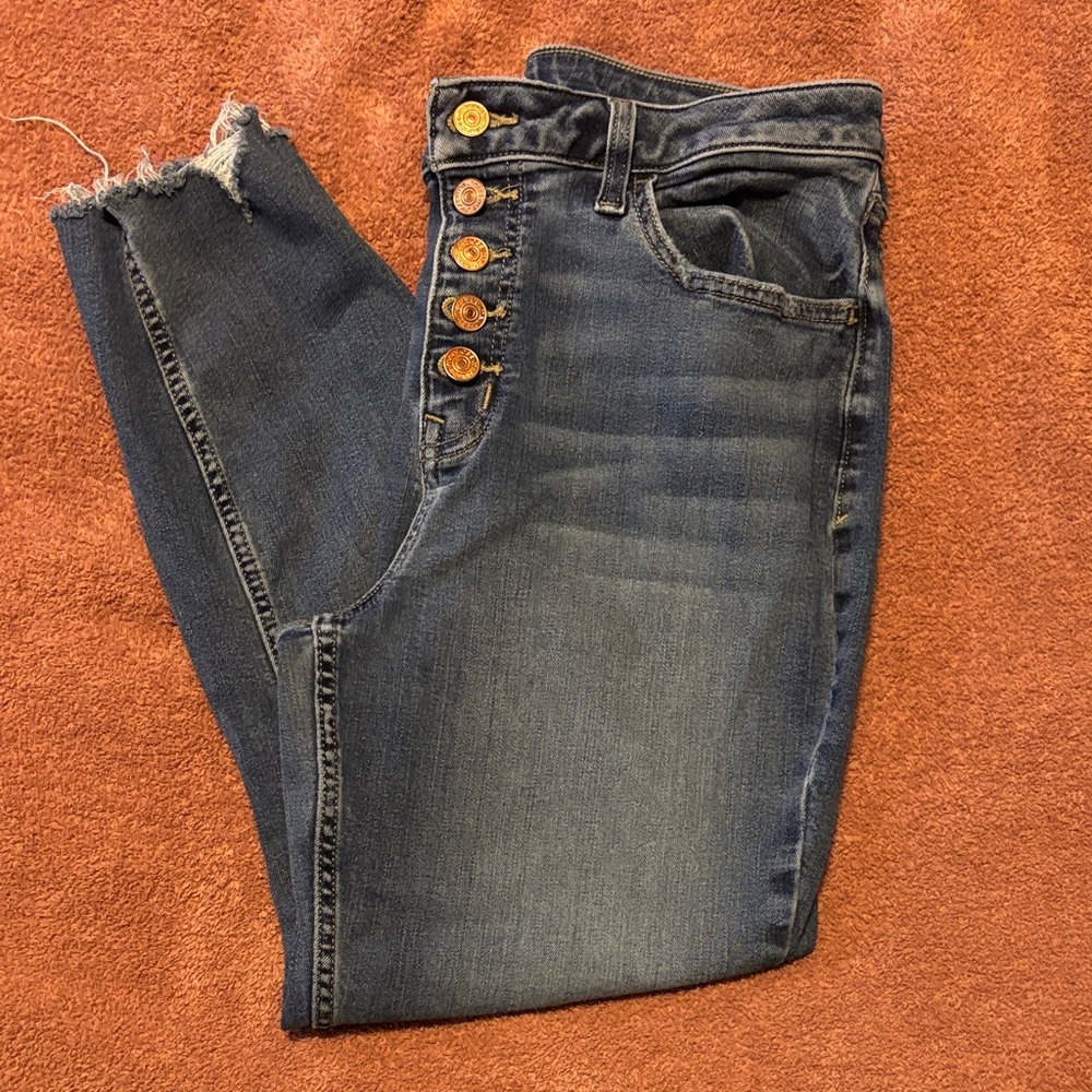 Maurices Dark Blue Ankle Jeans with Button Detail